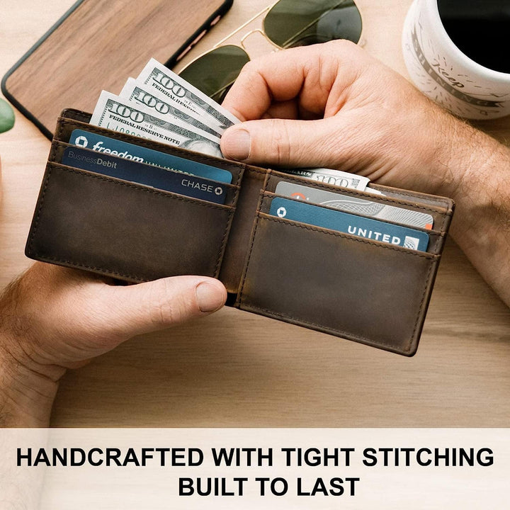 STAY FINE - Billetera minimalista para hombres de cuero RFID plegab...