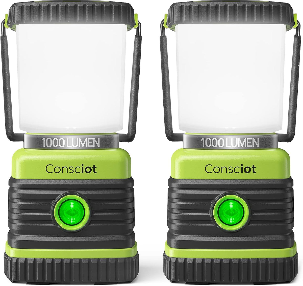 Lámpara Consciot Linterna de camping LED con pilas de 1000 lúmenes, 4 modos de luz