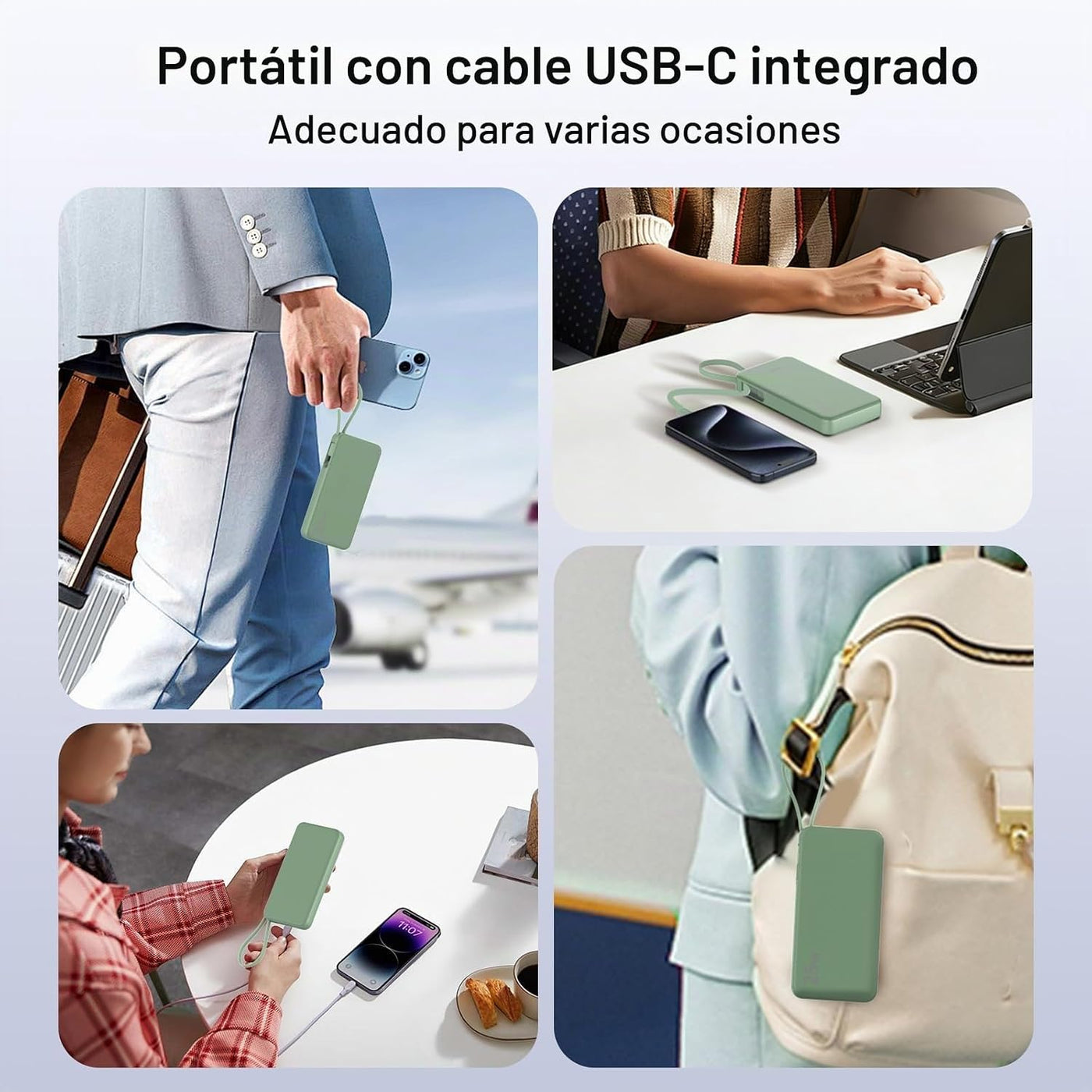 NOBIS Cargador portátil 25W 10000mAh Power Bank con cable USB-C inc...