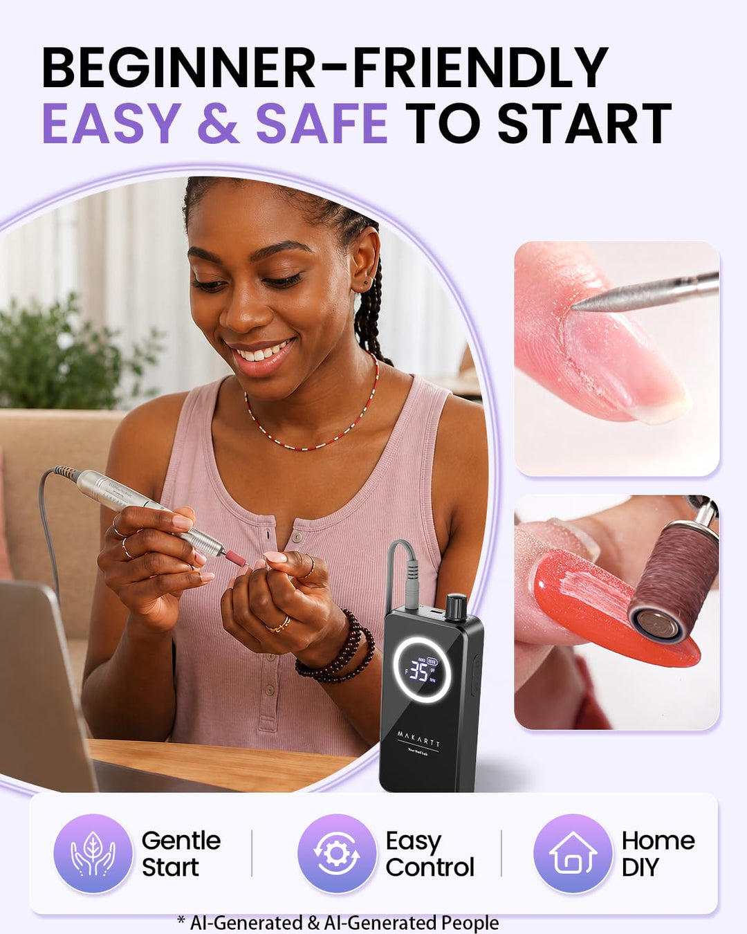 Taladro de uñas inalámbrico Makartt para principiantes: lima electr...