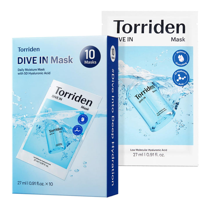 Torriden Máscara facial de ácido hialurónico DIVE IN (10 hojas), ma...