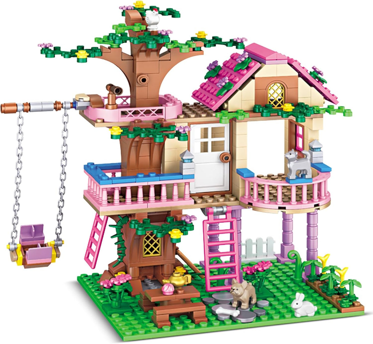 HSANHE Juego de Construcción Casa en el Árbol compatible con Friends, Kit de Construcción de Casa del Bosque de 504 PCS Regalo de Cumpleaños para Niñas y Niños Edad 6-12 Años (7652)