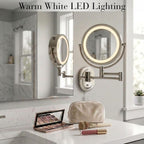 Espejo de pared jerdon de 8 pulgadas, con 5 aumentos, iluminado, extensión de 13 pulgadas. , Iluminado, L, Nickel