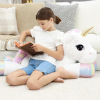 Almohada de peluche gigante de unicornio de 44 pulgadas, lindo unicornio grande suave con alas de arcoíris, juguete de peluche grande, regalos para novia, niñas, niños, cumpleaños, San