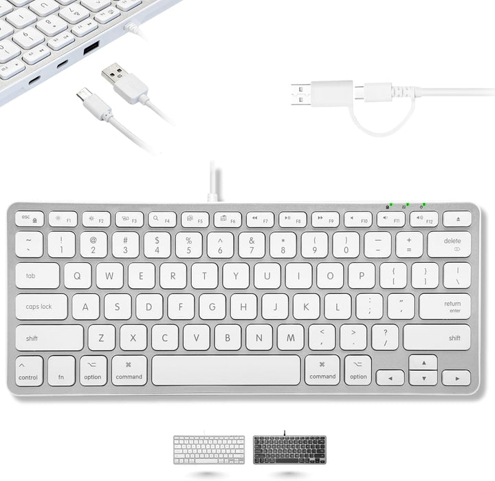 Macally Teclado pequeño para Mac con concentrador USB (3 puertos) -...