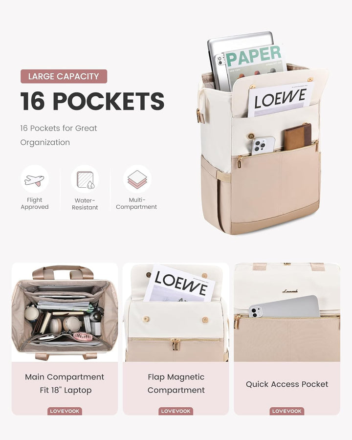 LOVEVOOK Mochila para laptop para mujeres, mochila de trabajo conve...
