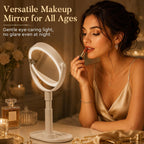 Espejo de maquillaje con luces, espejos de aumento 20X, altura ajustable, espejo de tocador con luces recargable, 3 modos de color, espejos de viaje desmontables de doble cara, regalo para mujeres, blanco