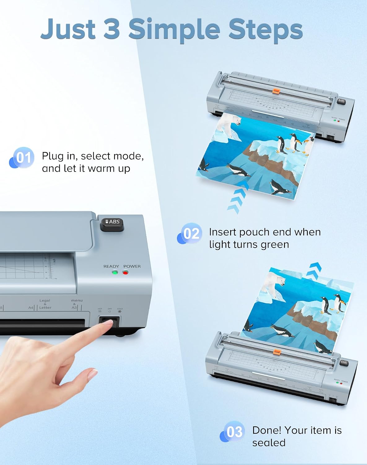 Máquina laminadora de 13 pulgadas con 20 hojas de laminación, laminadora caliente y fría de 11 x 17 para profesores 10 en 1 con alimentación automática de papel, tecnología Never Jam Laminador personal para oficina en casa y escuela