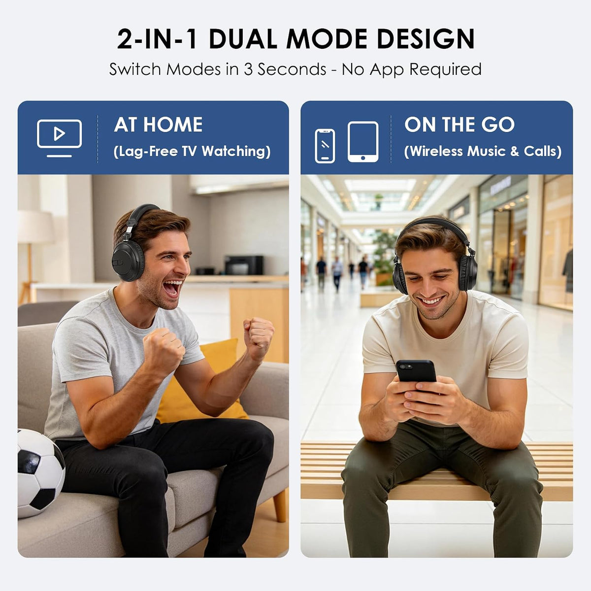 SIMOLIO Auriculares inalámbricos para TV con entrada HDMI ARC y soporte