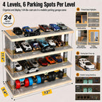 Saichotoy Display Case para Hot Wheels, Lighted 4-Tier Wooden Garage Storage