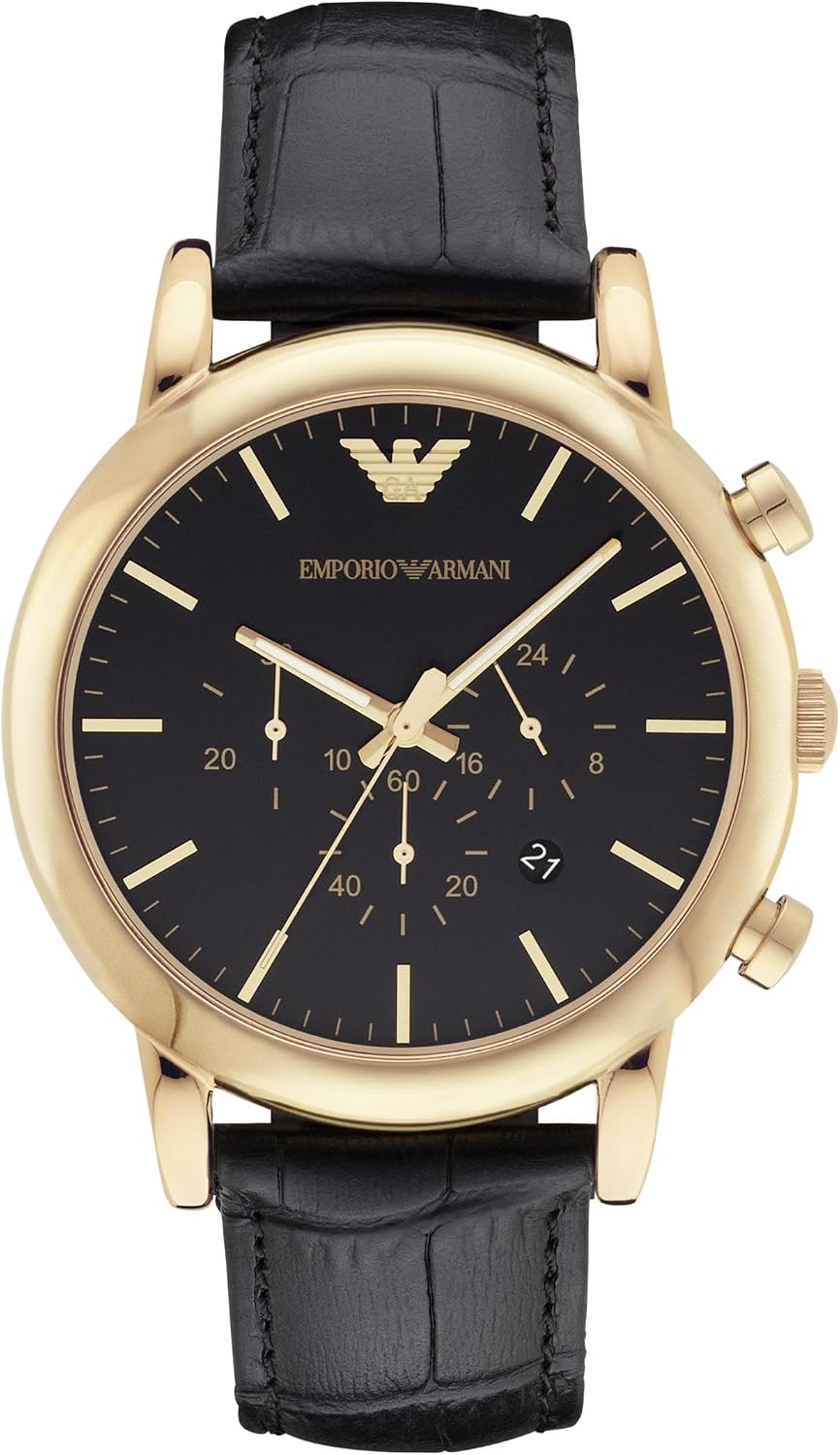 Reloj Emporio Armani para hombre de tres manecillas, automático o cronógrafo, con correa de acero inoxidable o cuero