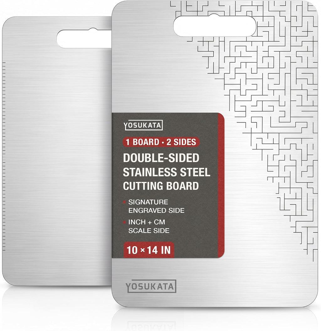 YOSUKATA Tabla de Cortar Premium en Acero Inoxidable 14.6x10 Pulgadas