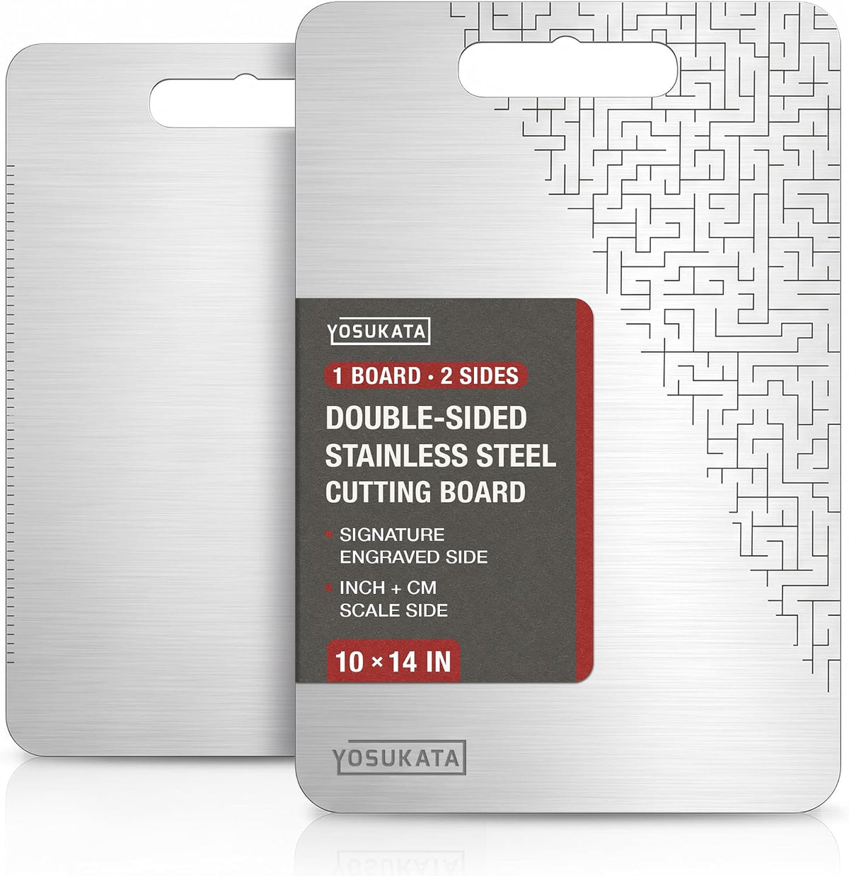 YOSUKATA Tabla de Cortar Premium en Acero Inoxidable 14.6x10 Pulgadas