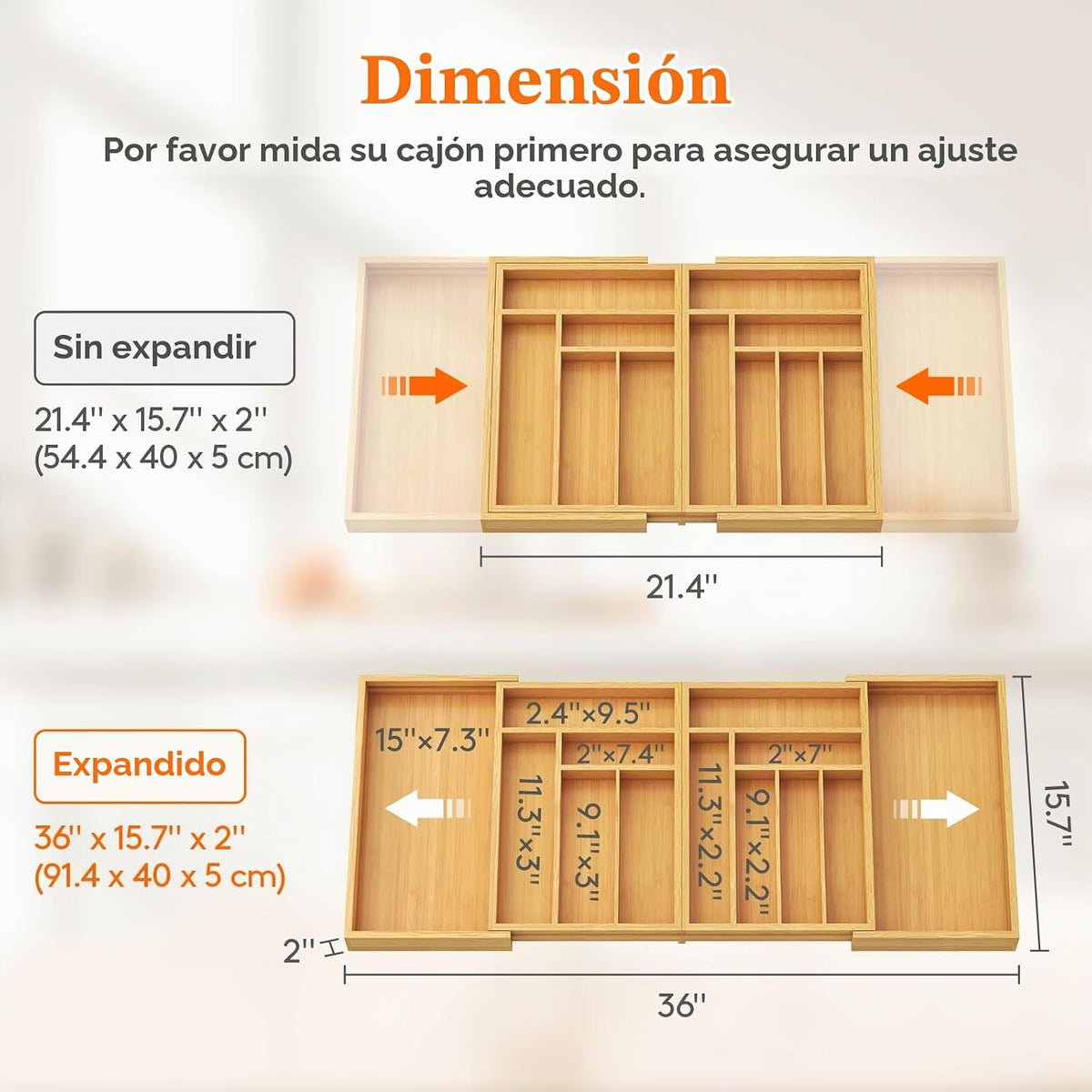 Lifewit Organizador de cajones de cubiertos grande, bandeja de utensilios