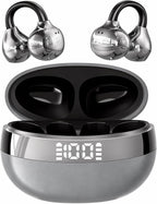 Auriculares inalámbricos con clip de oreja abierta, auriculares inalámbricos Bluetooth 6.3, estuche de carga inalámbrica y pantalla de alimentación LED, auriculares de fitness impermeables para correr