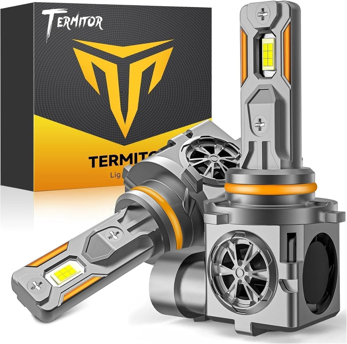 Termitor - Bombillas 9006/HB4, 70,000 lúmenes, 10 veces de alto rendimiento 6500 K, blanco frío, tamaño mini 1:1, IP68 impermeable, Plug and Play, listo para Canbus, paquete de 2