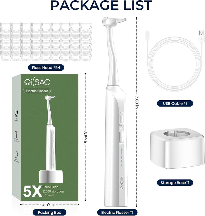 OILSAO hilo dental eléctrico de doble línea, 54 cabezales de recamb...