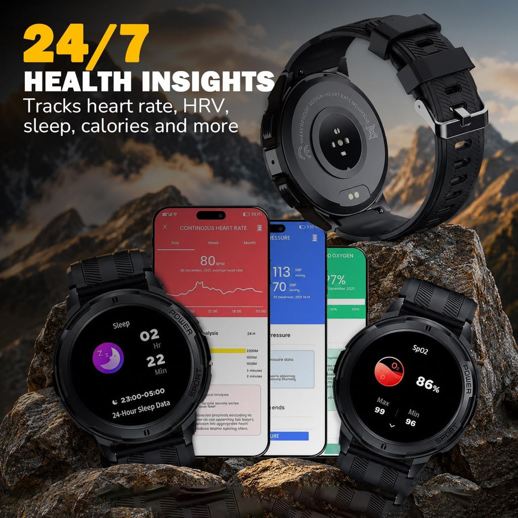 Reloj inteligente resistente para hombres, reloj inteligente Foreman, reloj digital impermeable para los trabajos más duros, con rastreadores de fitness, monitor de frecuencia cardíaca, IP68, podómetro, modos de entrenamiento y más