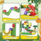 Juego de tren magnético de dinosaurio para niños de 3 a 5: 115 piezas 3D Infinity Racer Cube pistas antigravedad riel eléctrico de tren de pistas de regalos de cumpleaños juguetes para niños