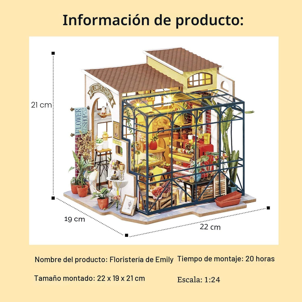 Rolife Kit de Casa en Miniatura DIY Tienda de Flores, Kit de Casa Pequeña para Adultos para Construir, Kit de Fabricación de Mini Casa con Muebles, Decoraciones de Halloween/Navidad/Regalos para