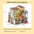 Rolife Kit de Casa en Miniatura DIY Tienda de Flores, Kit de Casa Pequeña para Adultos para Construir, Kit de Fabricación de Mini Casa con Muebles, Decoraciones de Halloween/Navidad/Regalos para