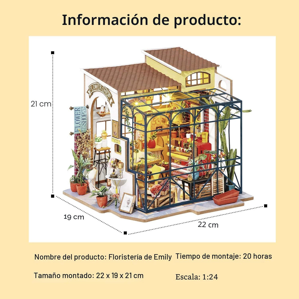 Rolife Kit de Casa en Miniatura DIY Tienda de Flores, Kit de Casa Pequeña para Adultos para Construir, Kit de Fabricación de Mini Casa con Muebles, Decoraciones de Halloween/Navidad/Regalos para