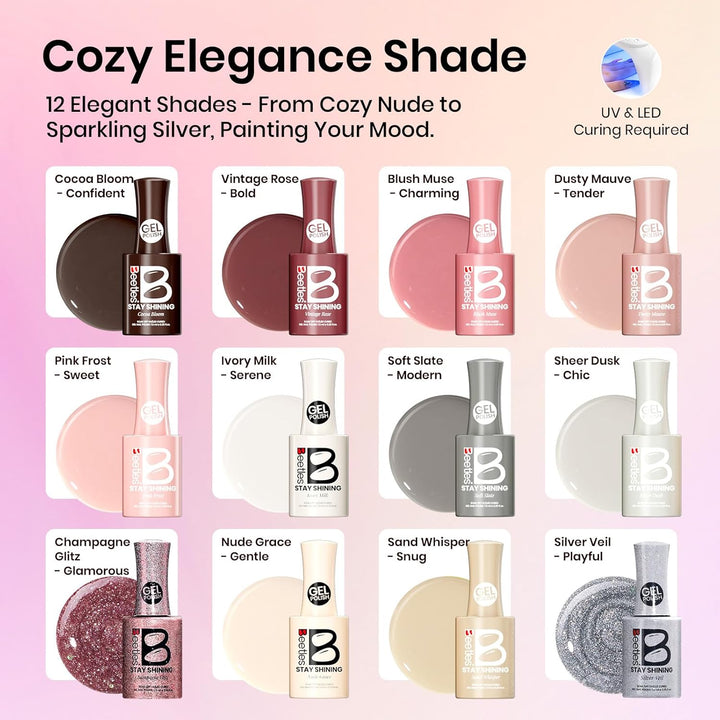 Beetles Stay Shining - Kit de 23 esmaltes de uñas de gel con luz UV...