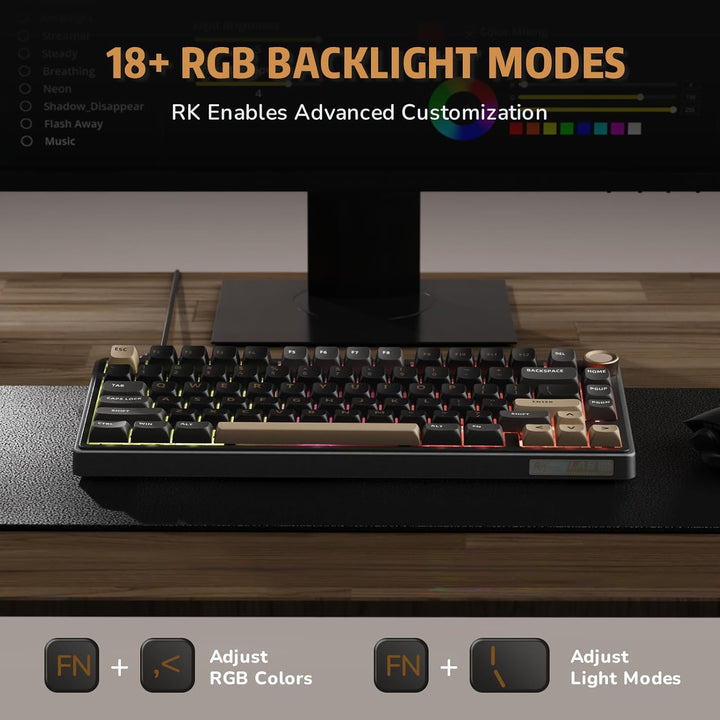 RK ROYAL KLUDGE R75 Teclado mecánico con cable con perilla de volum...