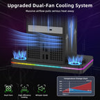 Accesorios Xbox Series X, soporte de carga de ventilador de refrigeración compatible con consola Xbox Series X/S, base de carga inalámbrica de doble controlador, ventiladores de 2 velocidades, 15