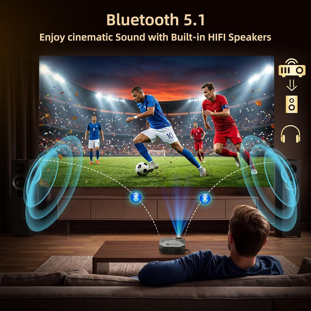 FUDONI Proyector con WiFi y Bluetooth, soporte 4K para exteriores,...