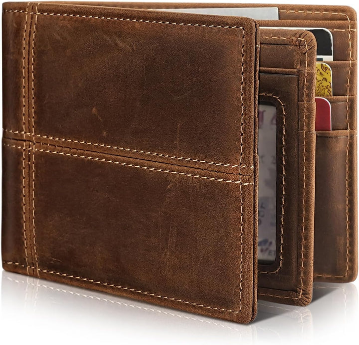 Artpaxy Cartera de cuero genuino para hombre, plegable, con bloqueo...
