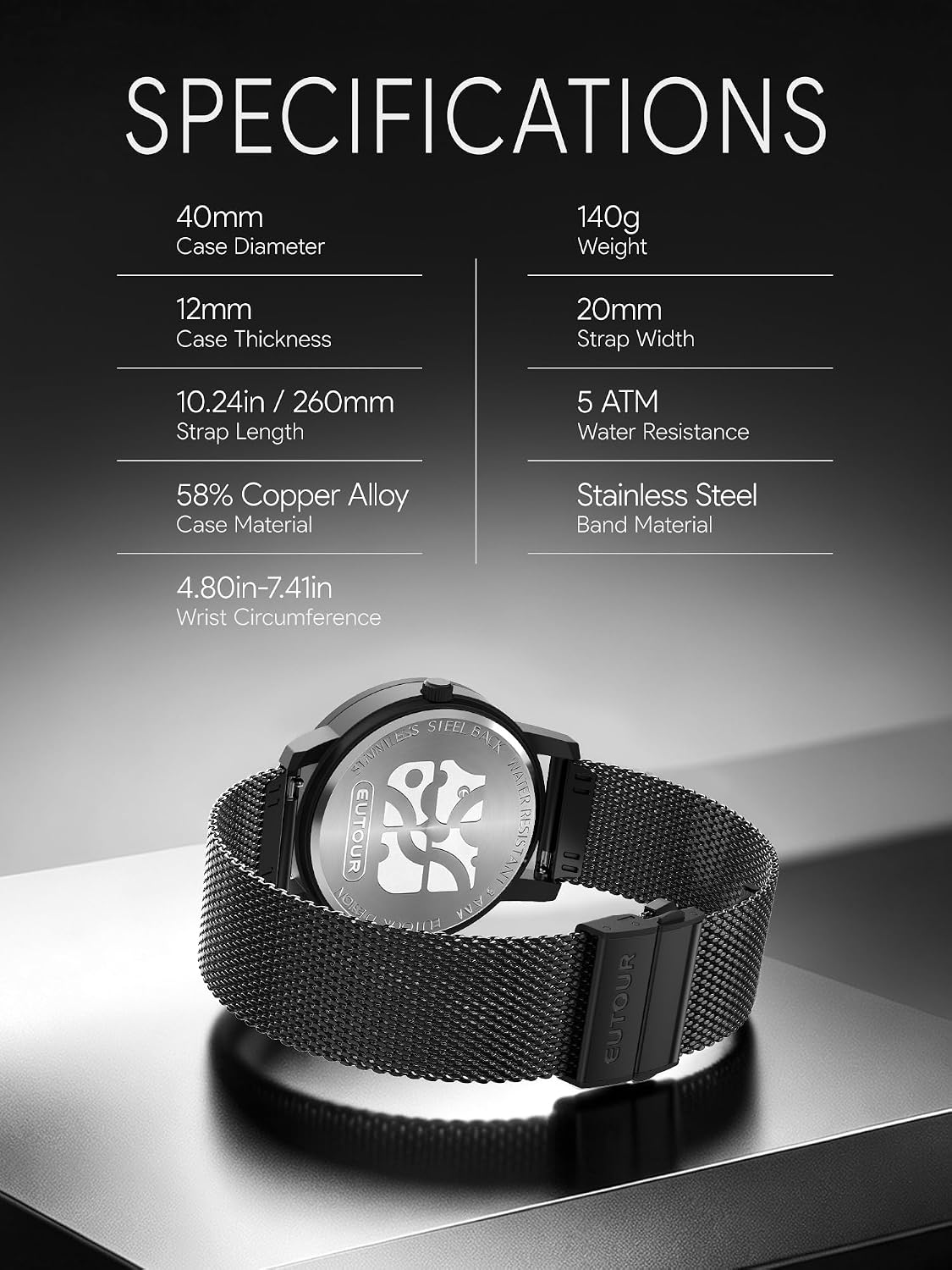 EUTOUR Reloj analógico de cuentas magnéticas, correa de acero inoxidable y diseño único de puntero, relojes magnéticos unisex, reloj magnético súper fuerte para hombre