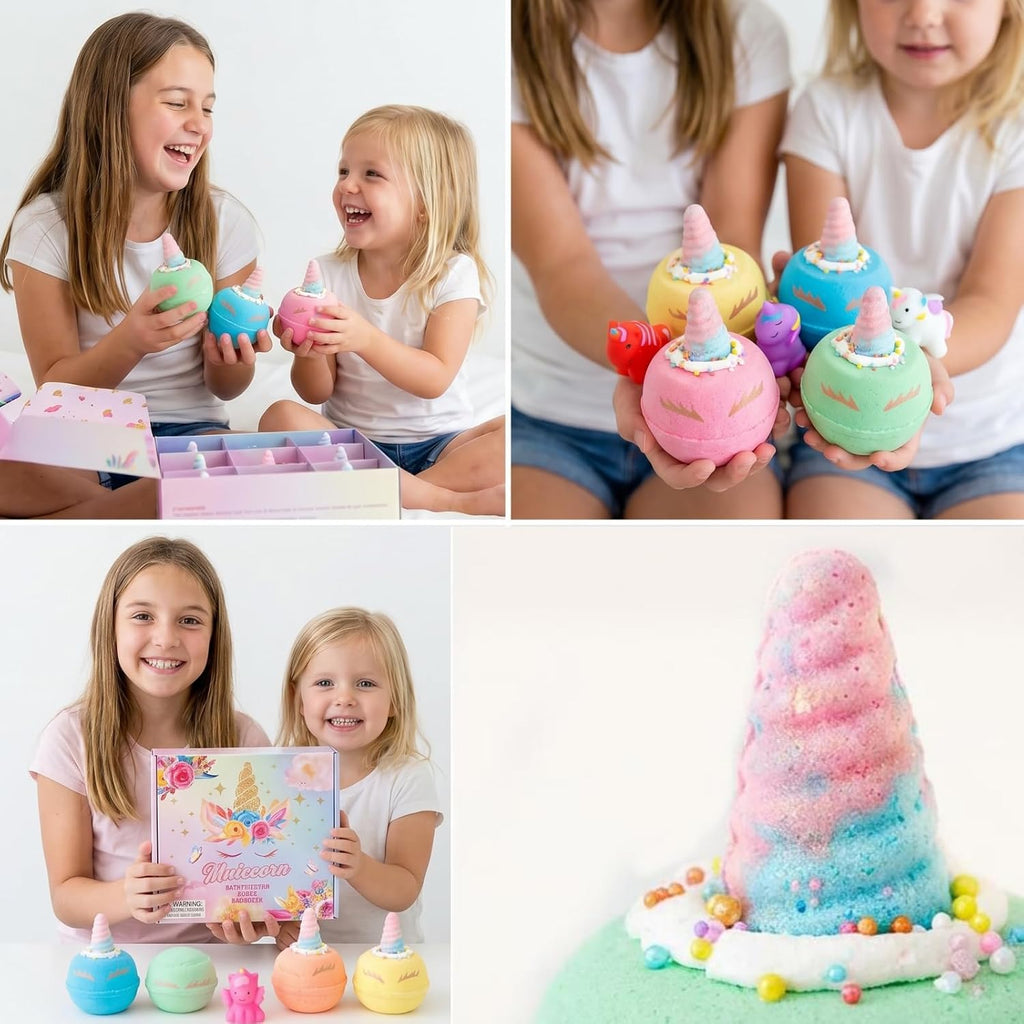 Clear&Fresh - Bombas de baño de unicornio para niños con juguetes