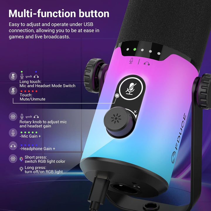 FDUCE Juego de micrófono dinámico para juegos, micrófono de computa...