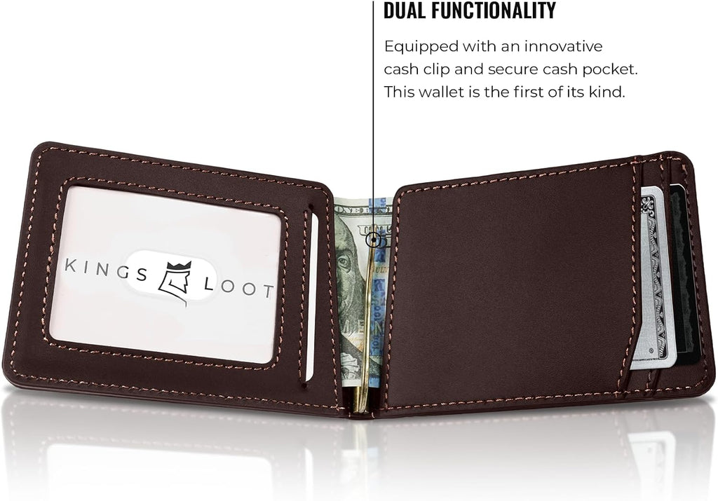Kings Loot Cartera para hombres, bloqueo RFID, bolsillo para efectivo