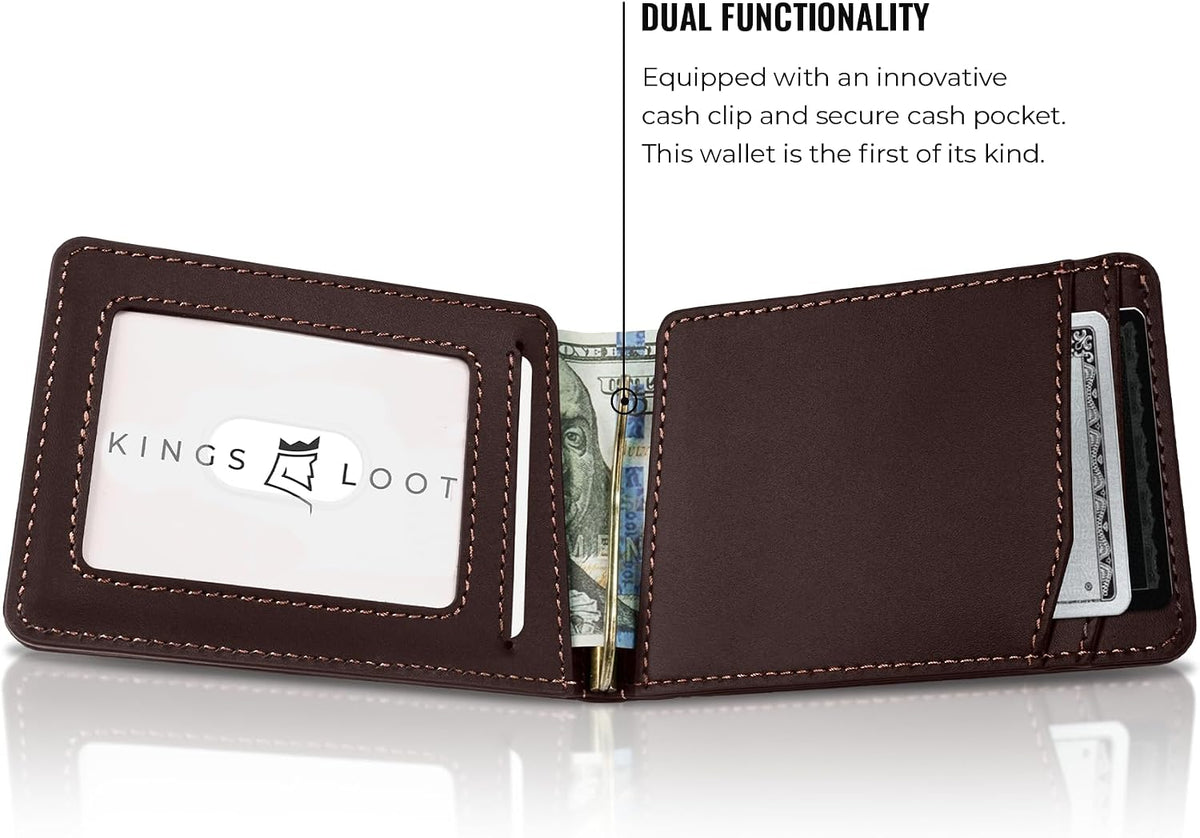 Kings Loot Cartera para hombres, bloqueo RFID, bolsillo para efectivo