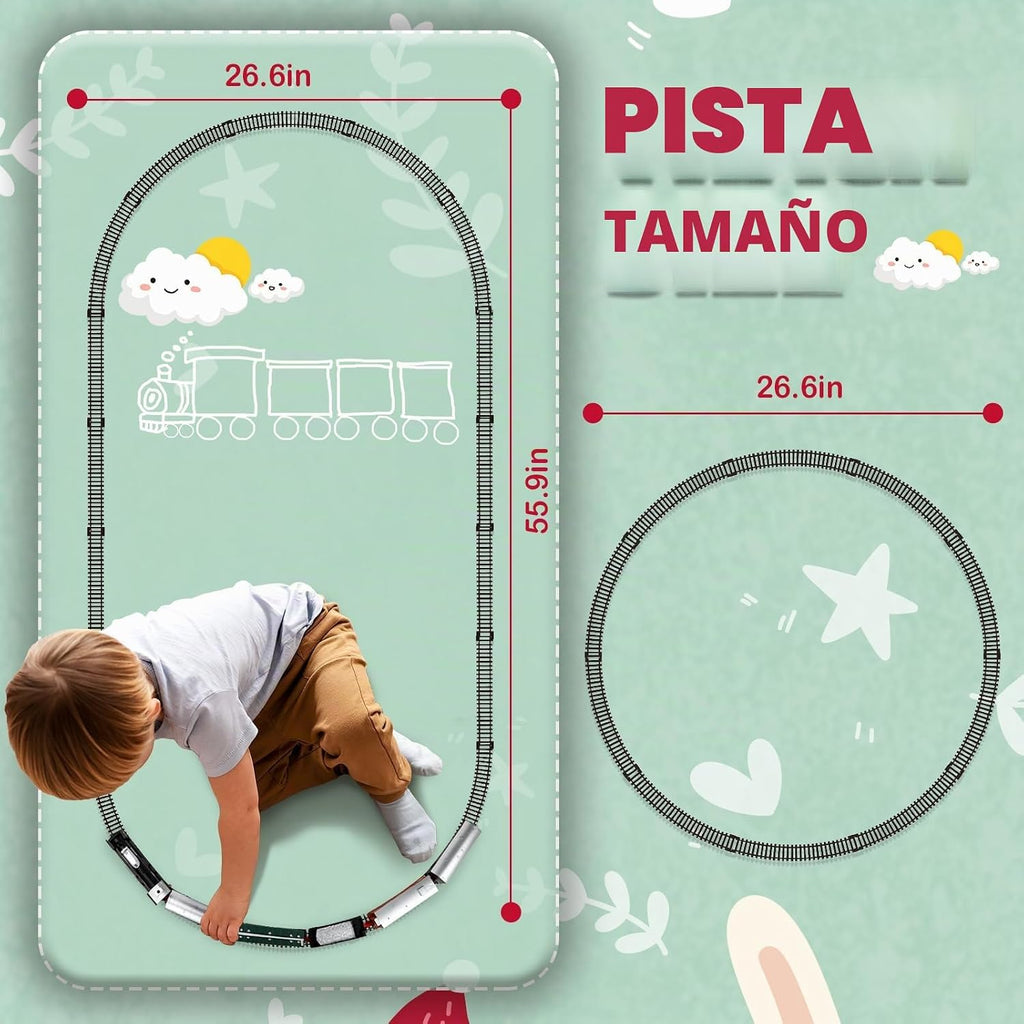 deAO Juego de tren eléctrico con luz para tren de tren infantil