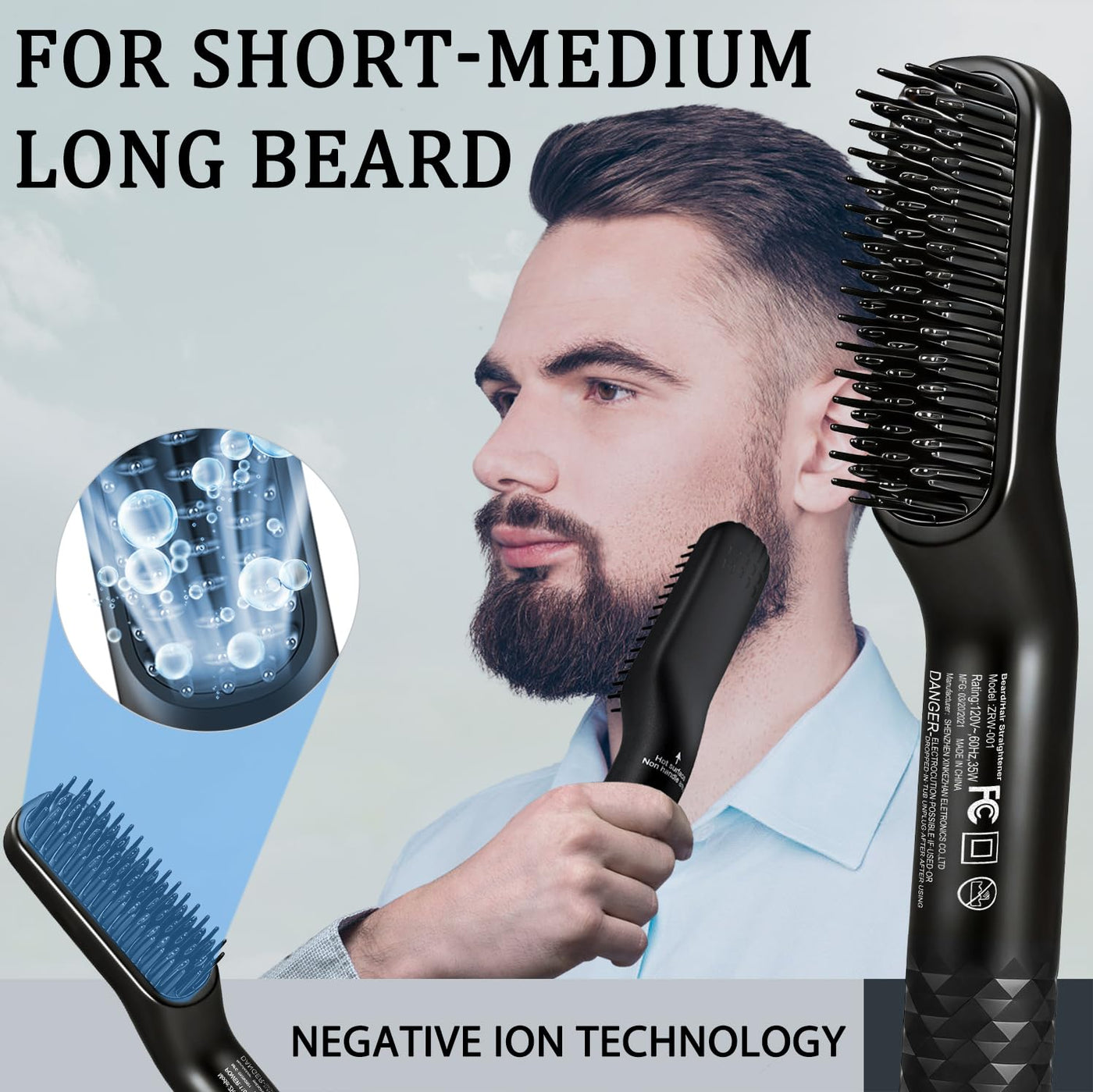 Alisador de barba para hombres, cepillo térmico de alta calidad con...