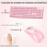 memzuoix Combo de teclado y mouse inalámbricos, juego ergonómico de...