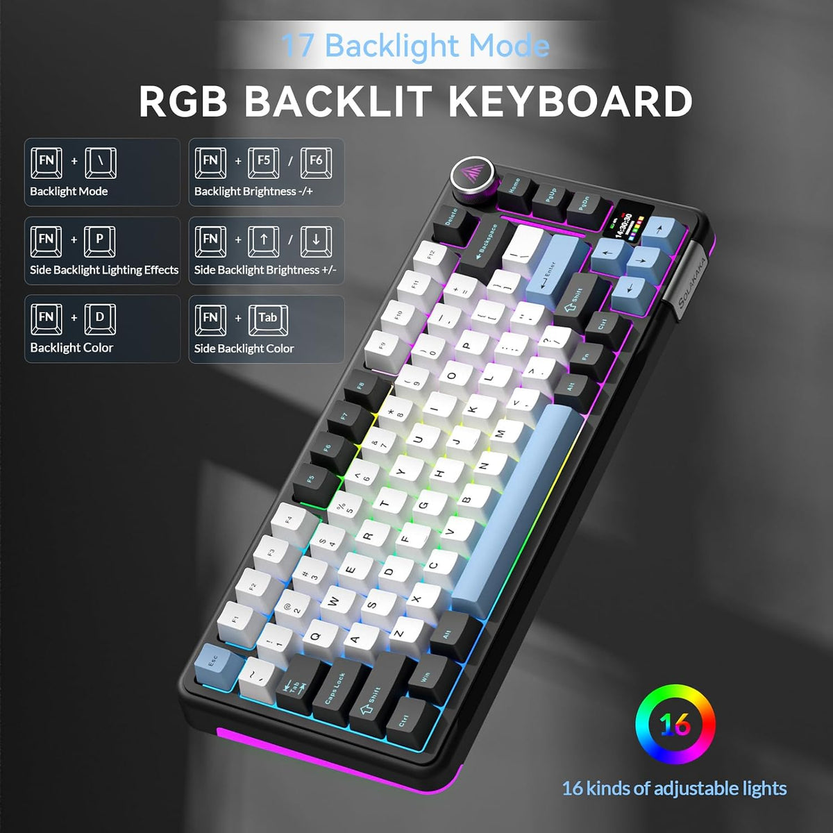 SOLAKAKA A75 PRO Teclado negro para juegos 75% mecánico inalámbrico...