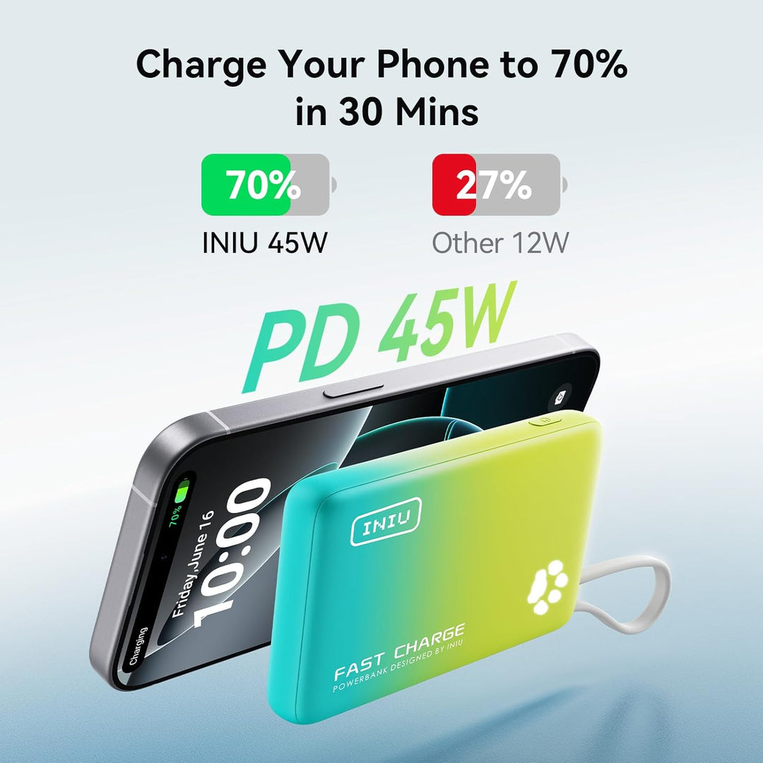 Cargador Portátil INIU, 45W PD Delgado 10000mAh Banco de Energía co...