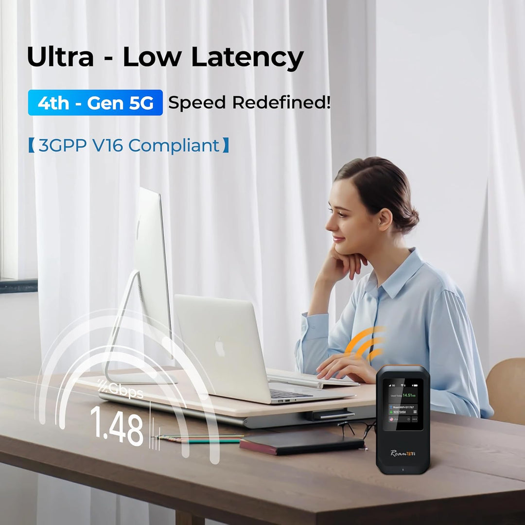 RoamWiFi 5G Mobile Hotspot WiFi6-4nm Chip | 10 GB US\/CA\/MX + 1 GB...