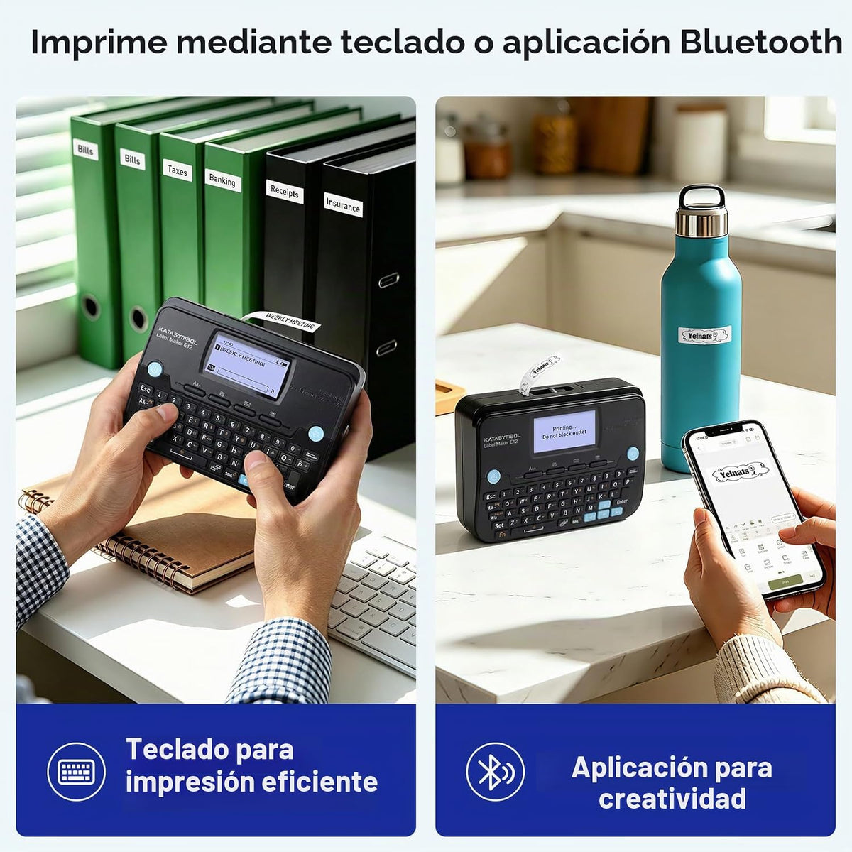 SUPVAN Máquina etiquetadora con teclado y Bluetooth E12 con 4 cintas
