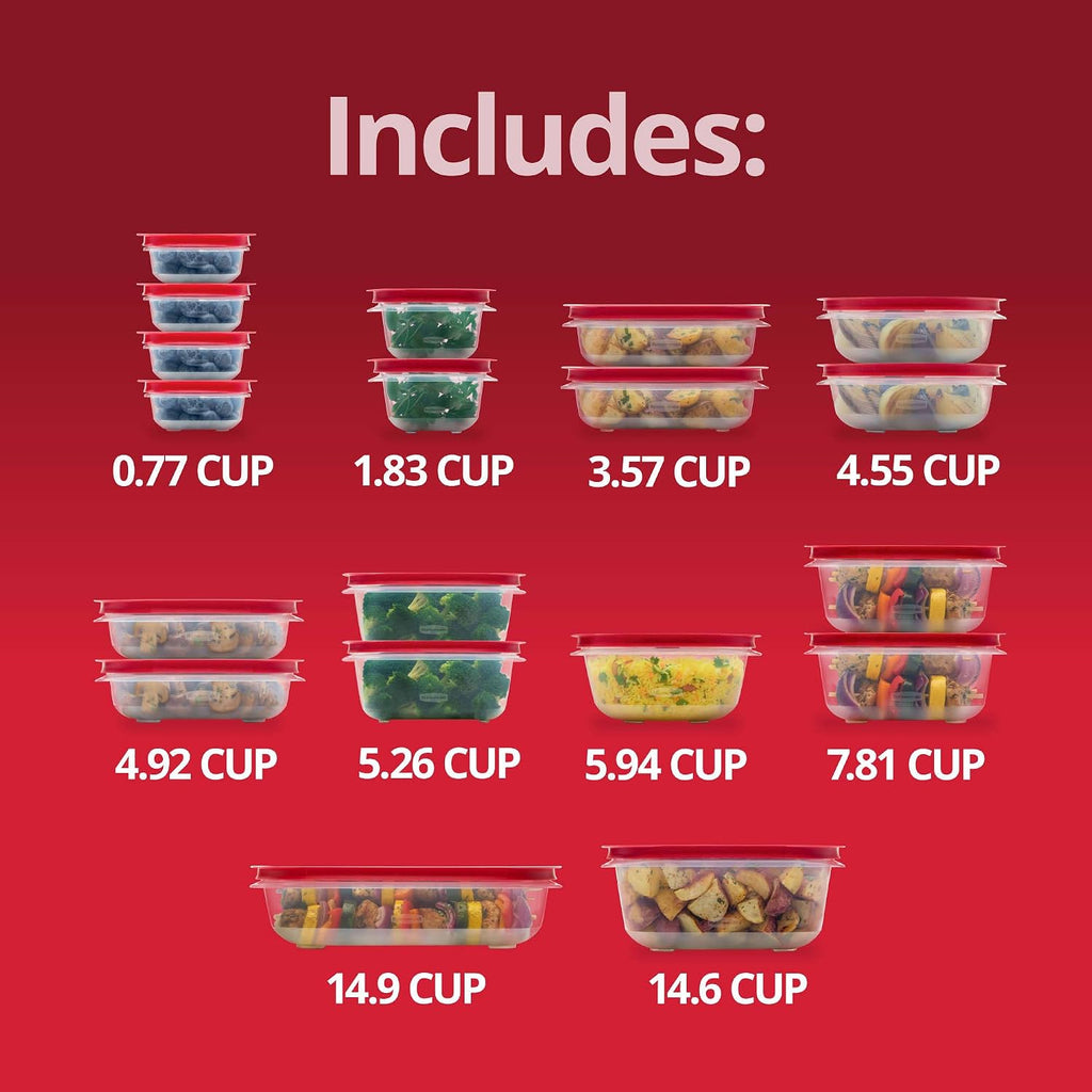 Rubbermaid EasyStore - Contenedores de almacenamiento de alimentos, juego de 38 piezas, recipientes de almacenamiento de alimentos con tapas