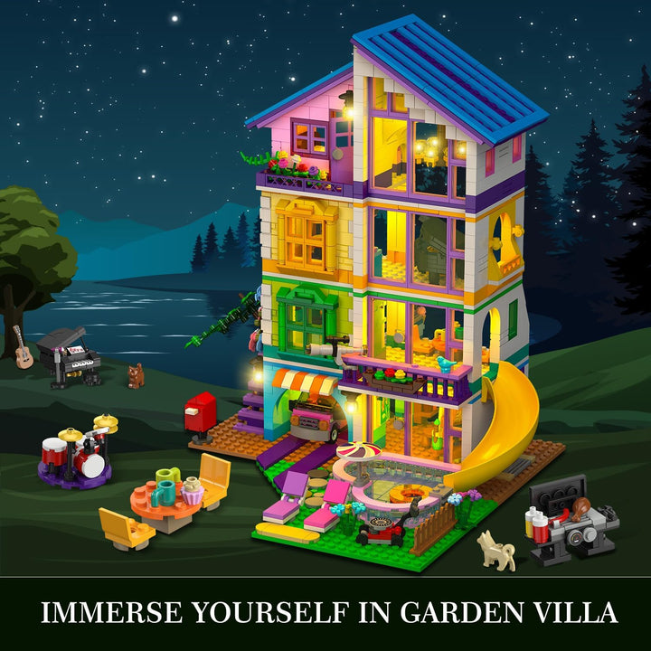 HOGOKIDS Juego de construcción de casa para niñas con luz