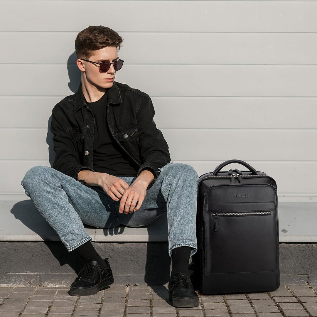 Tzowla Mochila de cuero para laptop, bolsa para hombres y mujeres,...