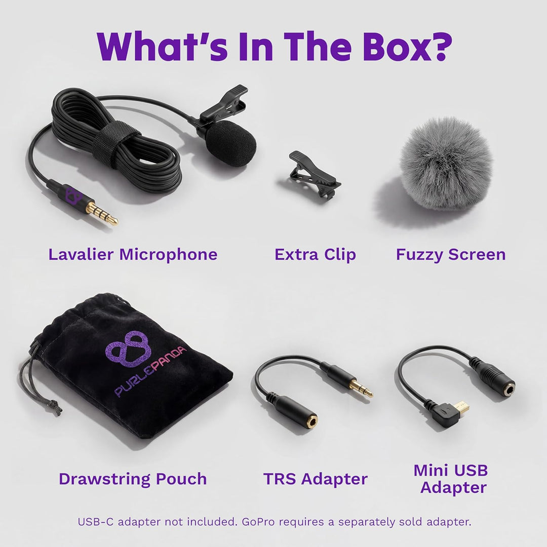 Kit de micrófono Lavalier Purple Panda \u2013 micrófono de solapa c...