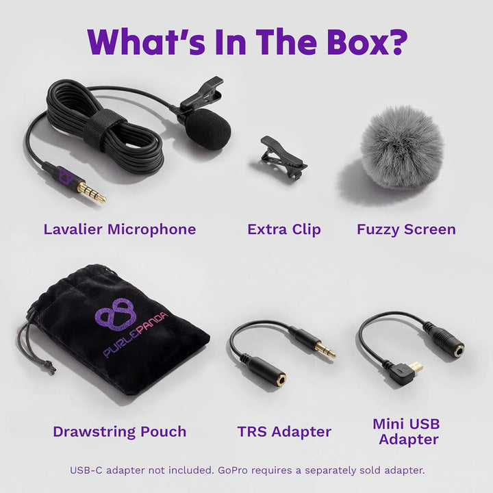 Kit de micrófono Lavalier Purple Panda \u2013 micrófono de solapa c...