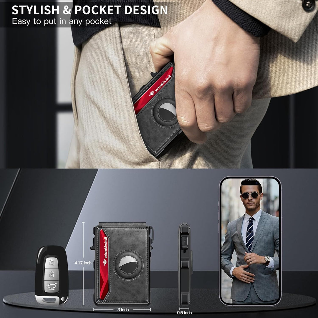 KIKVES Billetera AirTag para hombres, tarjetero para hombres para A...