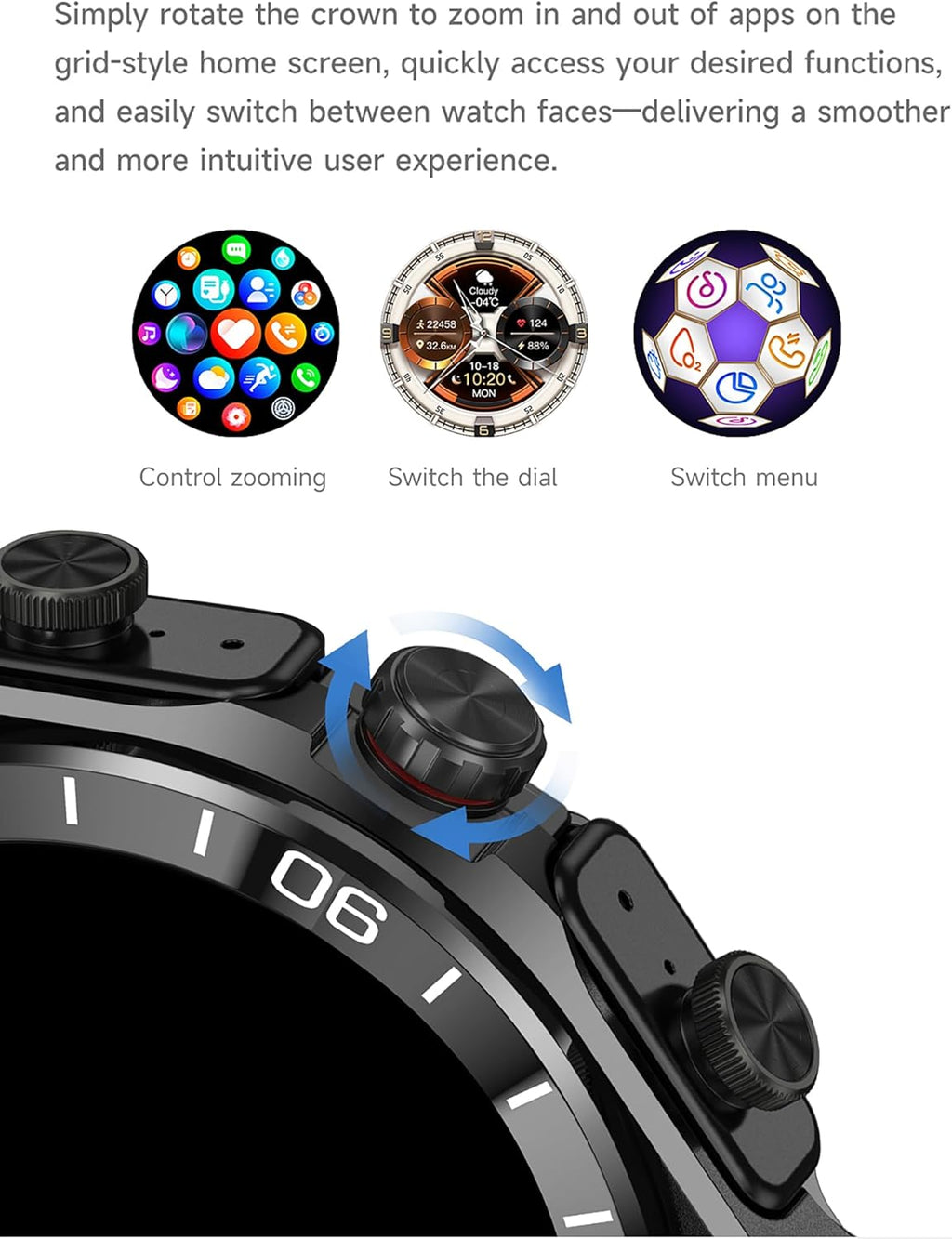Reloj inteligente con auriculares para Android y iPhone, pantalla HD de 1.52 pulgadas, contestar/hacer llamadas, rastreador de fitness, diseño ultrafino, reloj con auriculares para hombres y mujeres